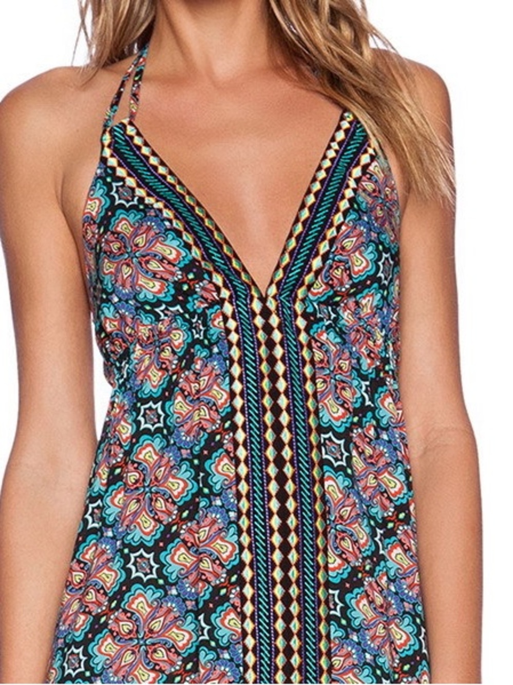 Nanette Lepore Teal Floral Halter High-Low Dress - Picture 4 of 4